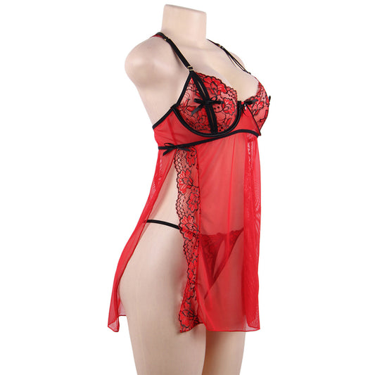 Halter Sexy Lingerie Sexy Lace Adjustable Strap Nightdress