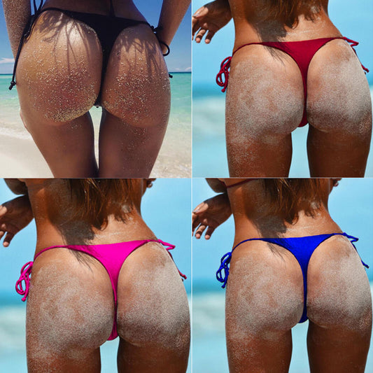 4 Colors Women Swimwear Brazilian Cheeky Bikini Bottom Side String Tie Thong