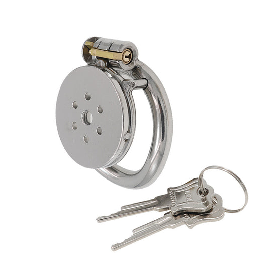 Flat Stainless Steel Round Hole Chastity Lock Cage