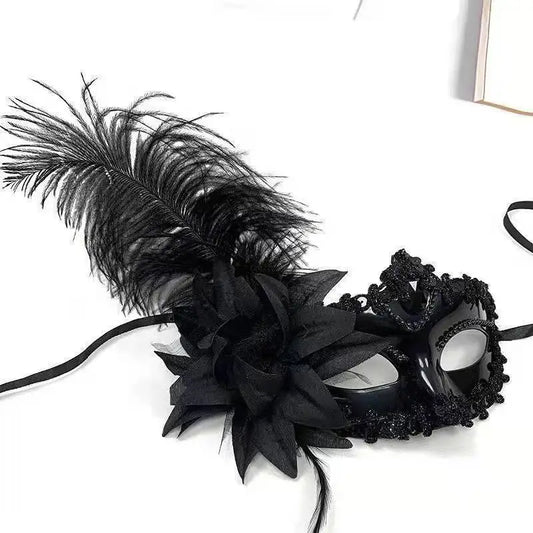 Flower Feather Masquerade Mask