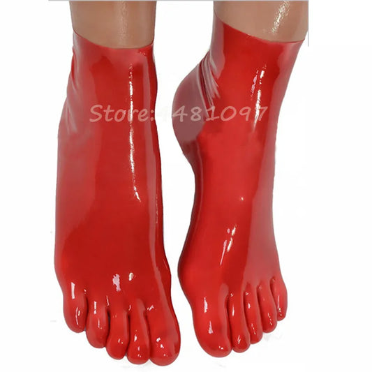 Molding Latex 5 Toe Short Socks Fetish Unisex Rubber 5 Fingers Socks