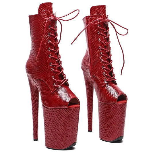 Exotic Pole Dancing Shoes 23CM/9inches High Heel Peep Toe Platform Women's Modern Ankle Boots 112