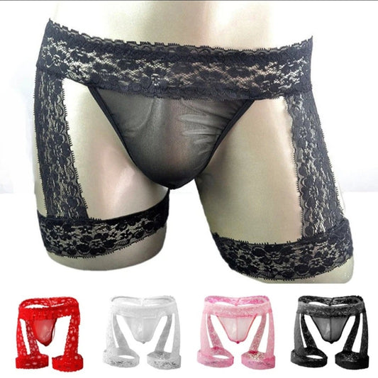 Men's Sissy Lace Garter Panties