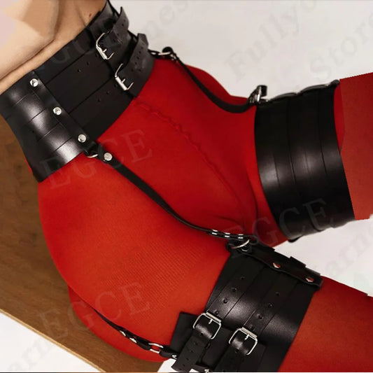 Women Sexy Waist Leg Bondage Thigh Harness Belt PU Leather Lingerie